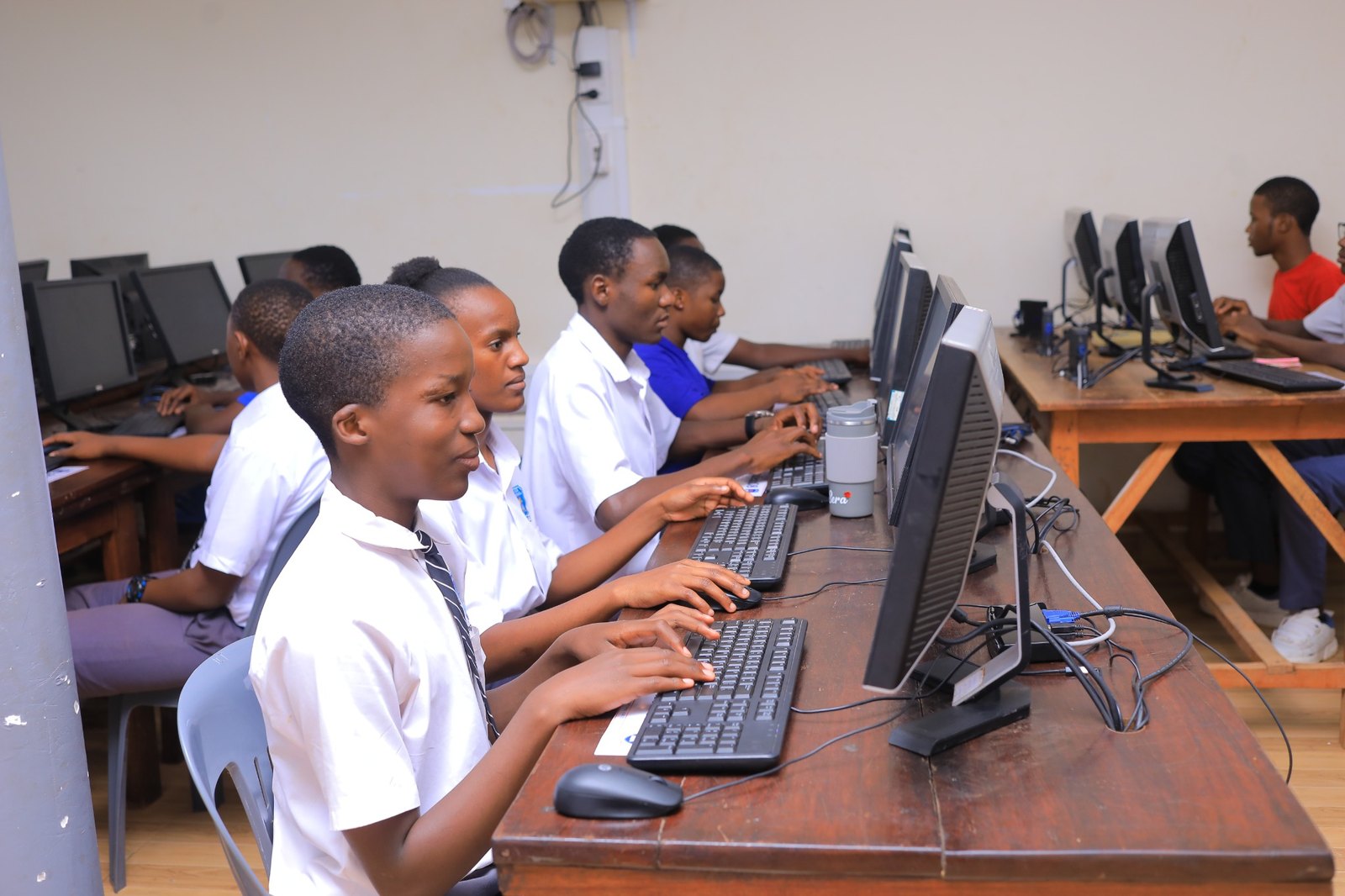 Students learning in the Uplands computer laboratory