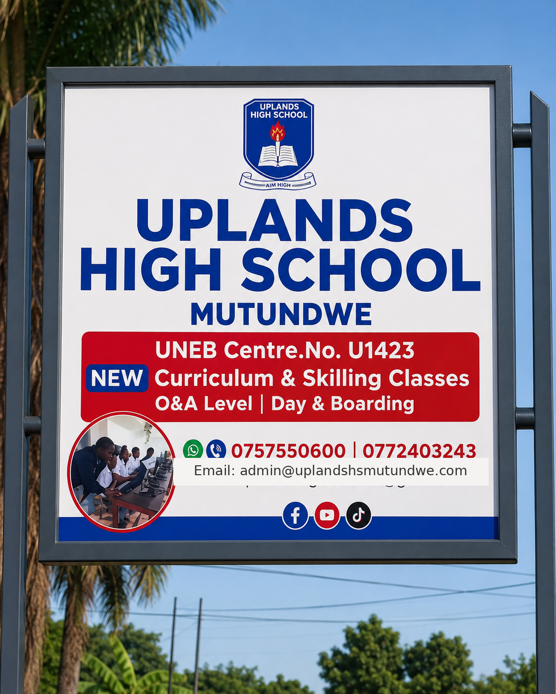 Uplands High School Mutundwe signboard