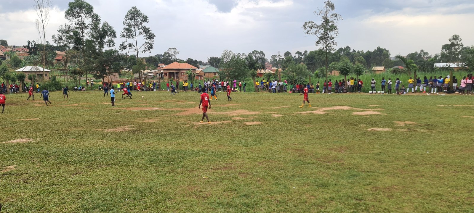 Students taking part in a school football match